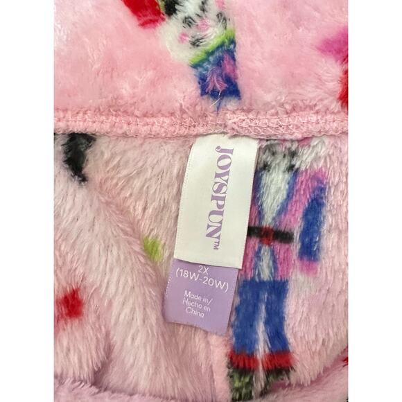 2/$15 Joyspun Plush Nutcracker Jogger Pants Pink Pajama Christmas Plus Size 2X - Picture 4 of 5